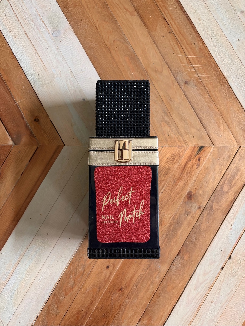 Aldo Red Glitter Nail Lacquer Bottle Crossbody Bag